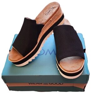 BNIB TOMS Women's Black and Cream Diana Mule Sandals Size 8